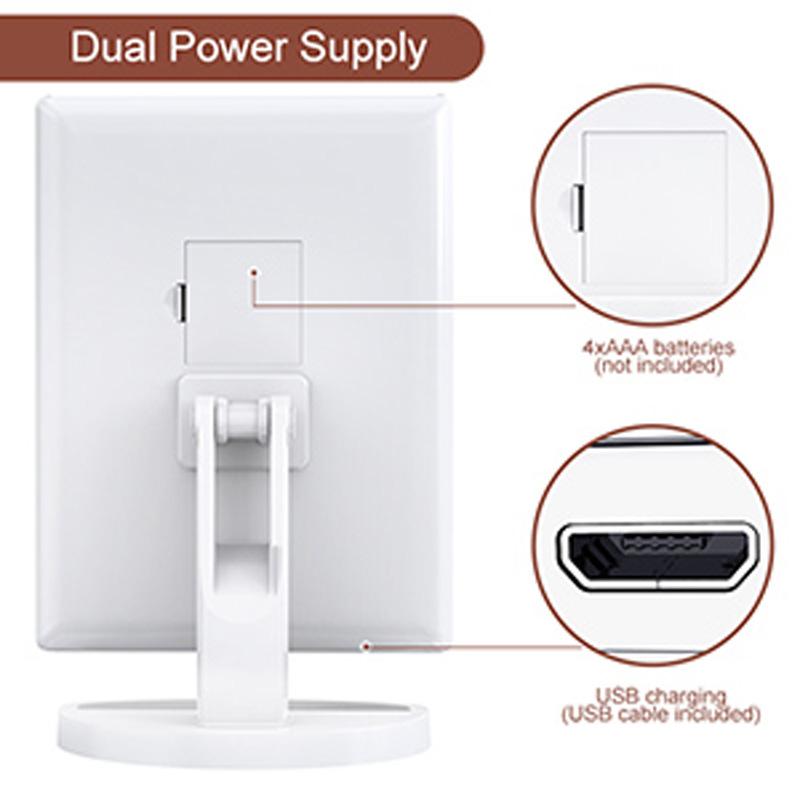 Portable LED Makeup Mirror with Mini Foldable 2X 3X 10x Touch Controlled Magnification Lighting Makeup Mirror