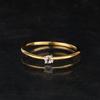 925 Sterling Silver Gold Plated White Topaz Ring Round 3mm Minimal Handmade Fine Jewelry Gift for Her