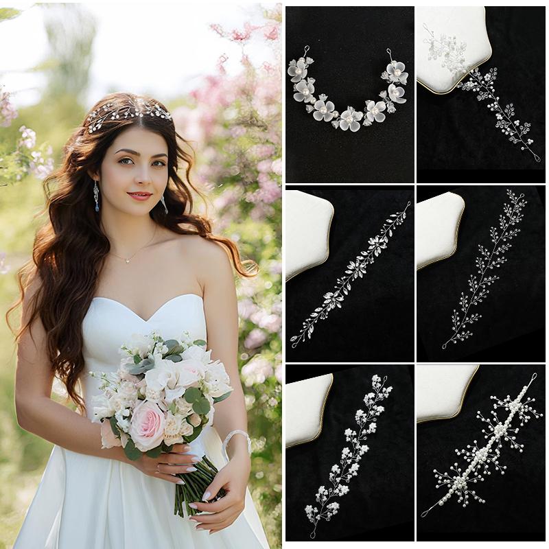 1PC Headband Handmade Accessories Bride Bead Gift Plastic Elegant Headband Wedding Simplicity