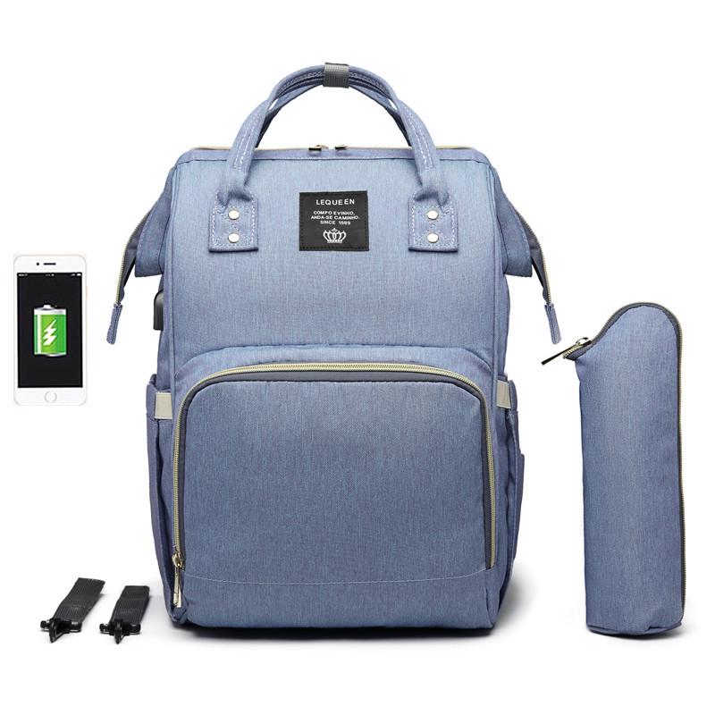 LEQUEEN Lightweight Multifunctional USB Charging Diaper Backpack for Moms