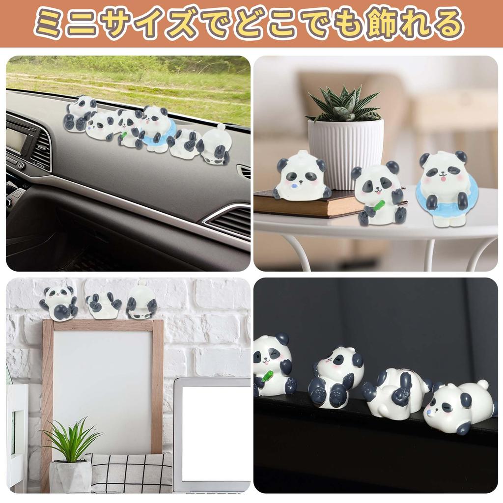 RENEWREVITAL Mini Miniature Set of Cute Animal DIY Car Bonsai Panda Figurines, Ornaments, 6, Figures, Desktop, Office, Decor, Gift, Landscape,