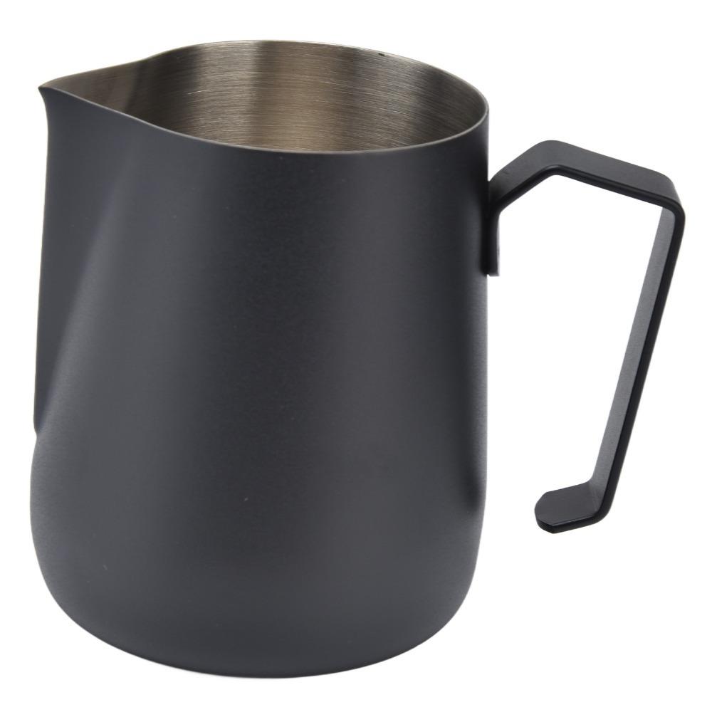 450ml Capacity Milk Frothing Pitcher Thickened Wall Stainless Steel Frothing Pitcher Black/White Finish Pointed Spout