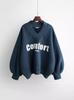  Arrival Women's Pullover Sweatshirt V-Neck Korean Fashion Loose Fit Casual Crew Neck Multi-Color Tops