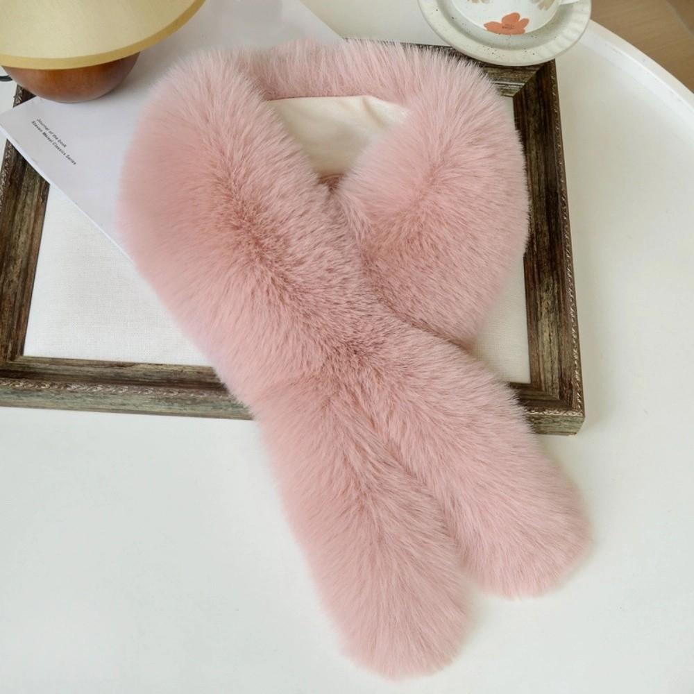 Weicher flauschiger Pelzschal Verdickt einfarbig Warmer Halstuch Imitation Fuchs Fell Kältebeständiger Kragen Schals Nackenschützer