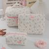 Portable Bow-knot Floral Patterns Makeup Bag Large Capacity Toiletry Bag Storage Bag Women Girls
