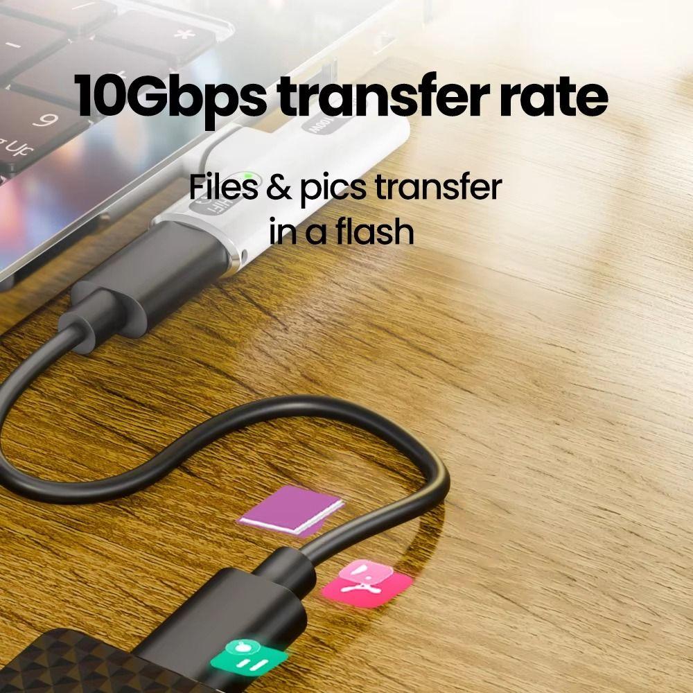 2 in 1 USB Type C Adapter Right Angle PD 100W USB OTG Adapter Portable Fast Charging for Phone/Computers/Laptop/U Disk