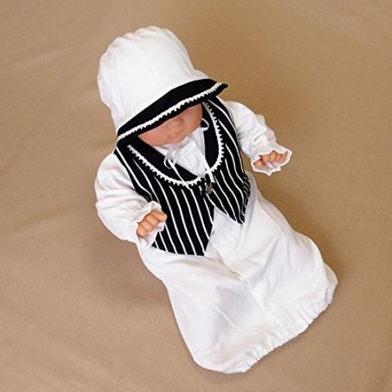 Material Made in Japan Tuxedo Design Newborn Baby Dress Set with Hat for Shrine Visits and Hospital Leave Black Boys' Spring/Autumn