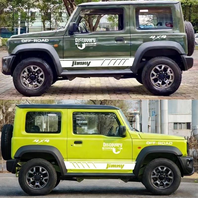 Convient pour les nouveaux autocollants de voiture Suzuki JIMNY, jupes latérales décoratives pour véhicule tout-terrain, autocollants rayés.