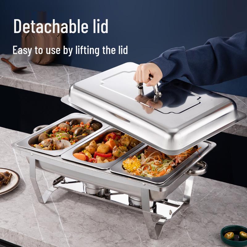 Heavy-Duty Stainless Steel Buffet Stove with Alcohol Heating and Insulating Cloth