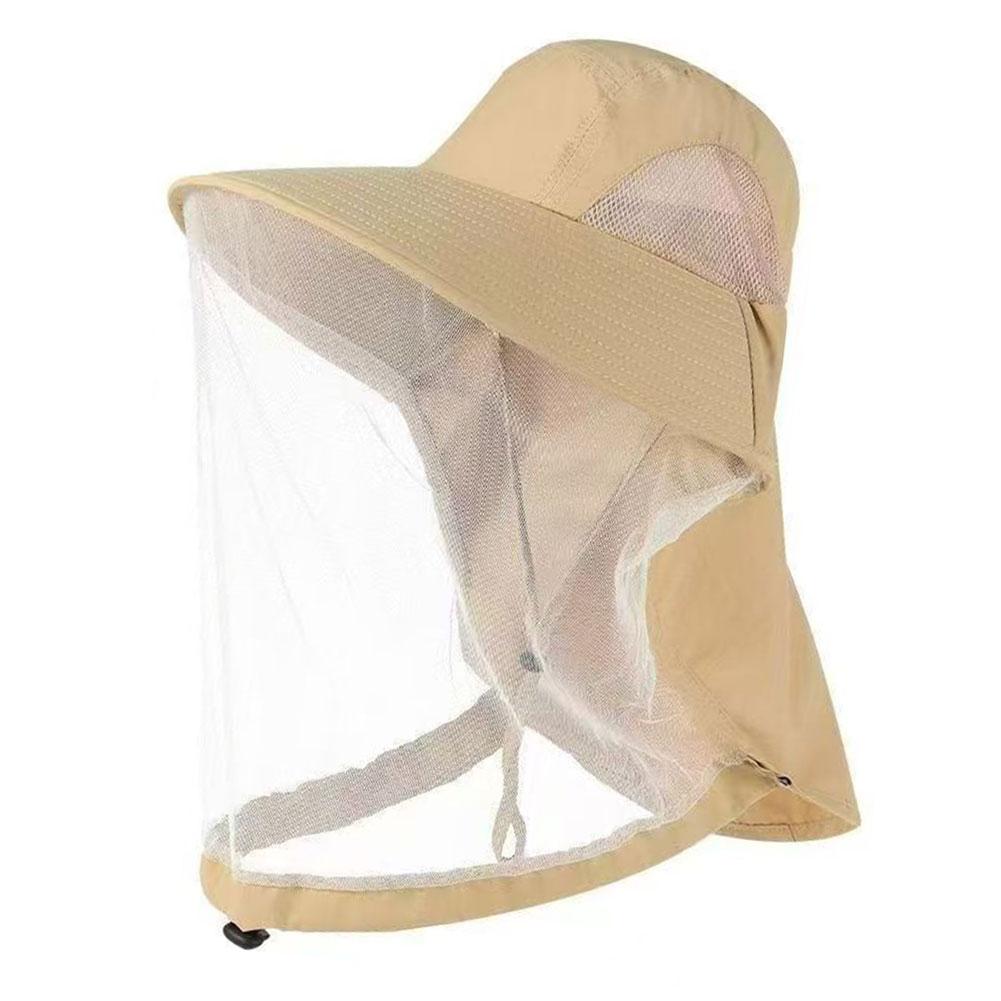 Outdoor Mosquito Head Net Hat Net Mesh Bucket Hat with Neck Flap for Fishing Hiking Camping Climbing