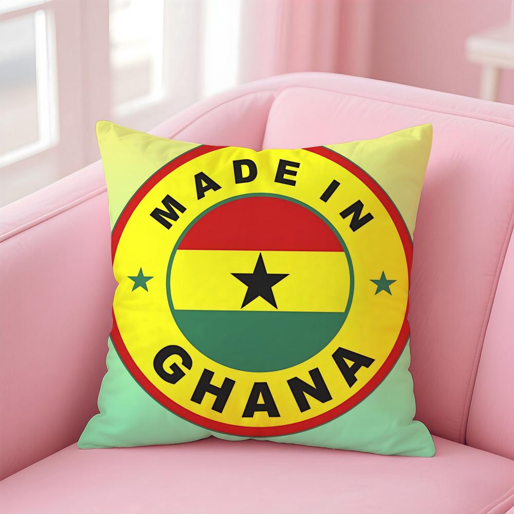 Ghana Gha Flag Cushion Cover Eco-Friendly Odorless Healthy Pillowcase Soft & Comfortable Kid-Safe No Filling