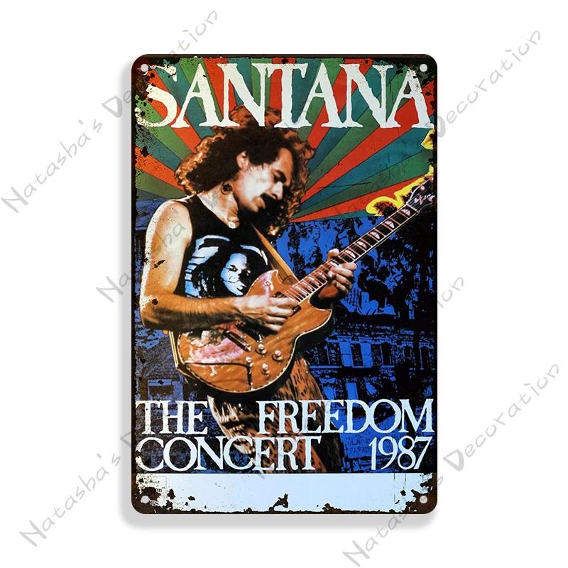 Santana Poster Dekorative Platte Rockmusik Metallposter Garage Club Metall Blechschild Metallplakette Wandplatte Man Cave Wanddeko