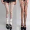 Women Sexy Hollow Out Fishnet Garter Belt Pantyhose Gothic Heart Patterned Sheer Thigh Highs Stockings Suspender Tights