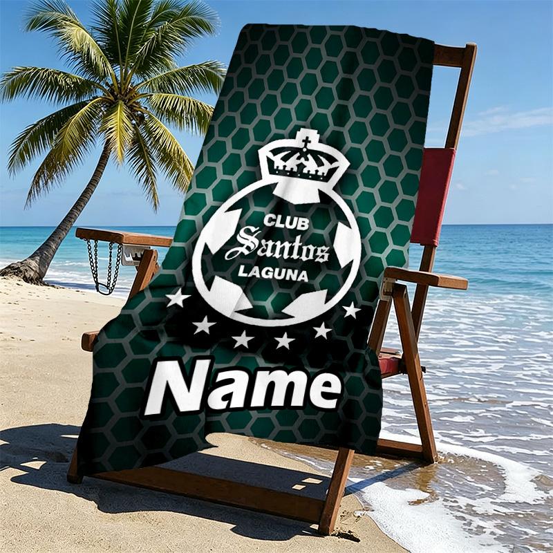 Custom Name Personalized Club Santos Laguna Print Beach Towel, for Trip Camping Beach Party Home Decor, Birthday Gift for Family & Friends