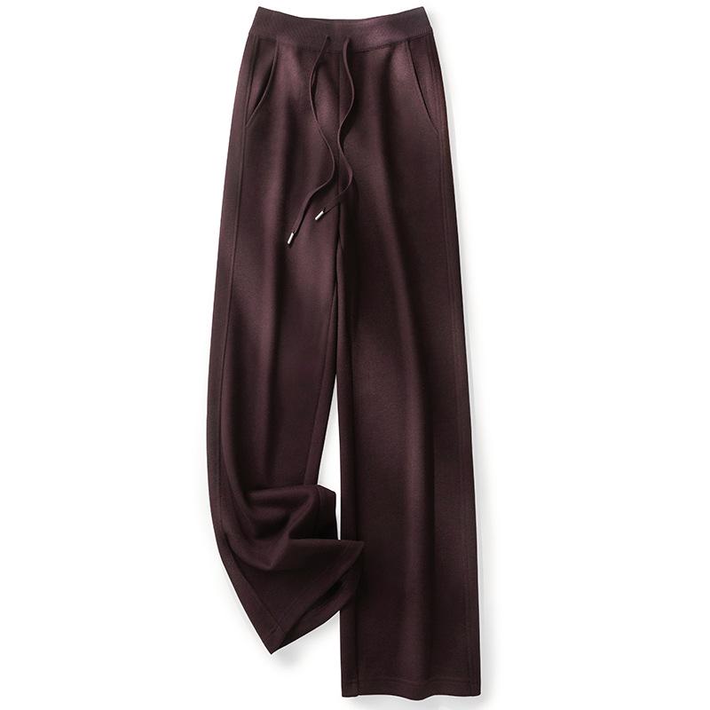 Puyuan 2025 Wool Blend Wide-Leg Knit Drawstring Pants for Women