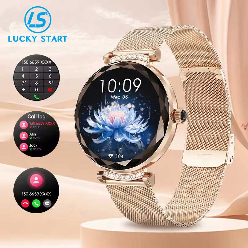 LUCKY START Fashion Smart Watch Women Bracelet Heart Rate Monitor Custom Dial Sports Fitness Watch Ladies Waterproof Smartwatch Android