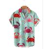 Camicie Hawaiane Divertenti Estive Abbigliamento Uomo Street Retro Uomo Casual Manica Corta Top Animali Marini a Mare Camicia da Uomo con Bavero