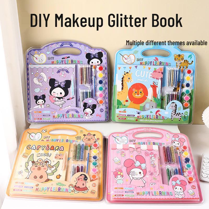 KPOP Witch Group DIY Coloring & Glitter Makeup Book with Sanrio Watercolor Set