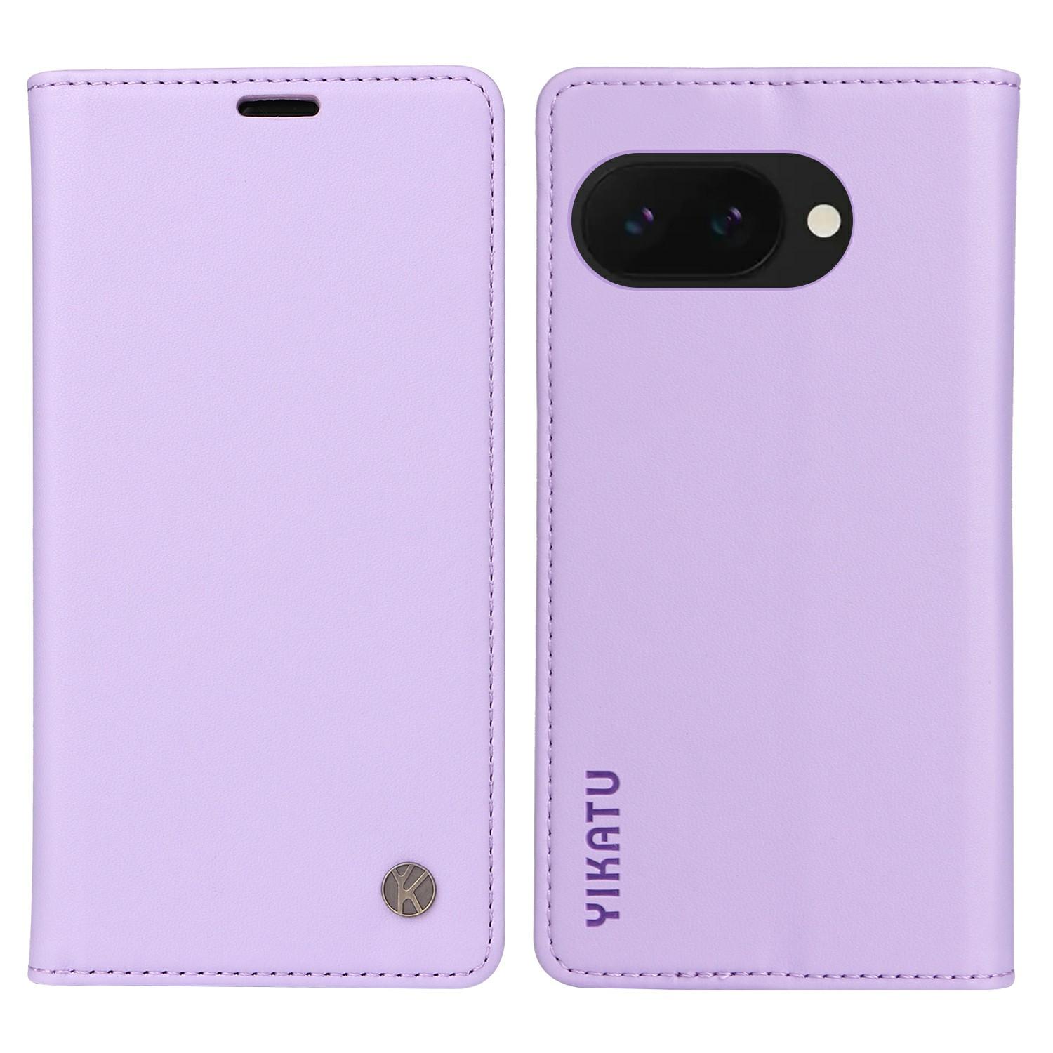 

For Google Pixel 9a Case Stand Leather Phone Cover Strong Magnetic Closure Light Purple