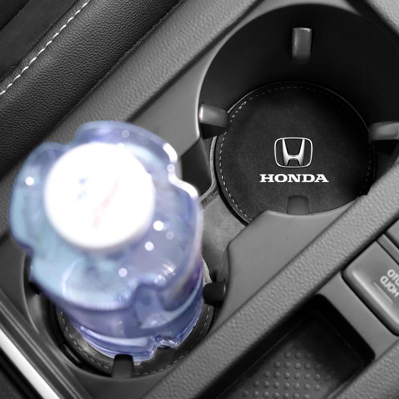 1/2Pcs Car Cup Holder Pad PU Leather Slot Non-slip Coaster Mat For Honda Fit Mugen Insight Type S R VTEC DOHC Modulo Vezel Legend RR Si