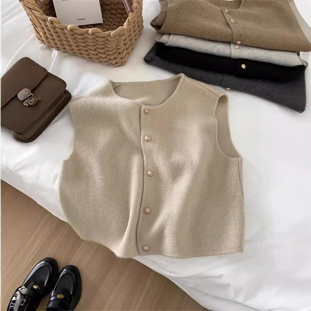KOSY Autumn Women Cardigan Korean Elegant Knitted Sleeveless Female Casual Sweater Tanks Slim Ladies Casual Tops