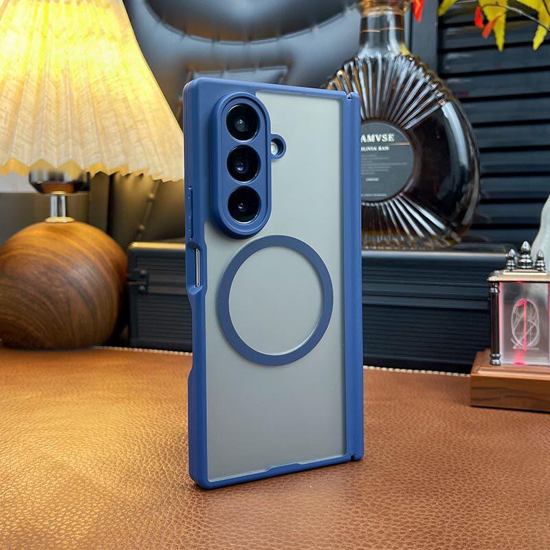 For Samsung Galaxy Z Fold 7 Case Magnetic Matte Transparent Acrylic Cover Equipped With Central Axis Hinge Protection Shell