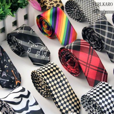 Multi-Color Student 5cm Narrow British Casual Polyester Silk Printed Tie