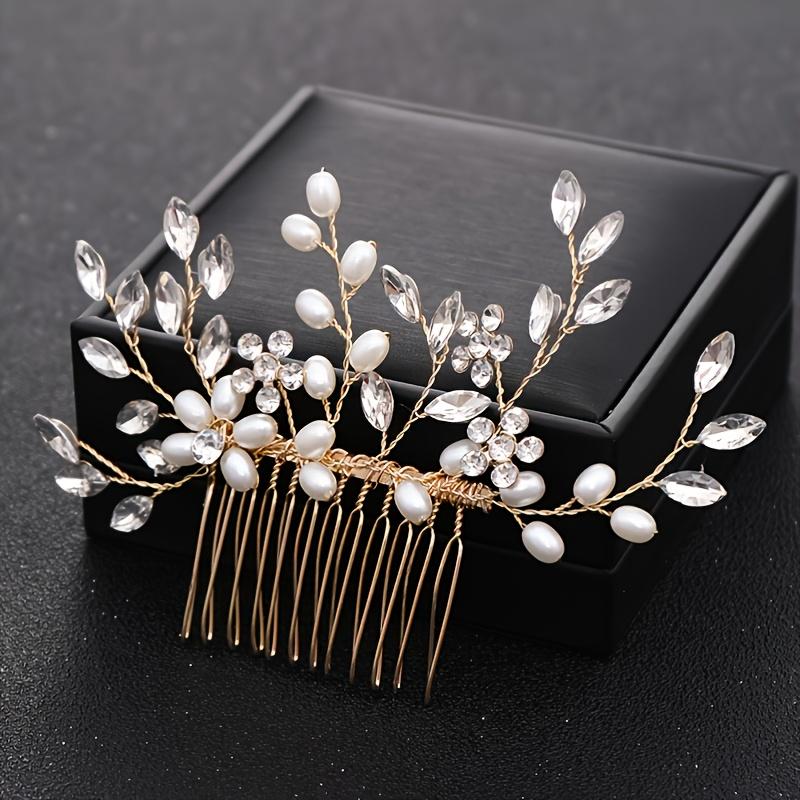 Wedding Crystal Flower Pearl Hair Comb Pin Band Party Rhinestone Hairpin Headband Tiara Wedding Bridal Hair Accessories Jewelry
