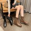 British style knitted stretch socks boots women's new thin boots with socks boots thick heel Martin boots short boots