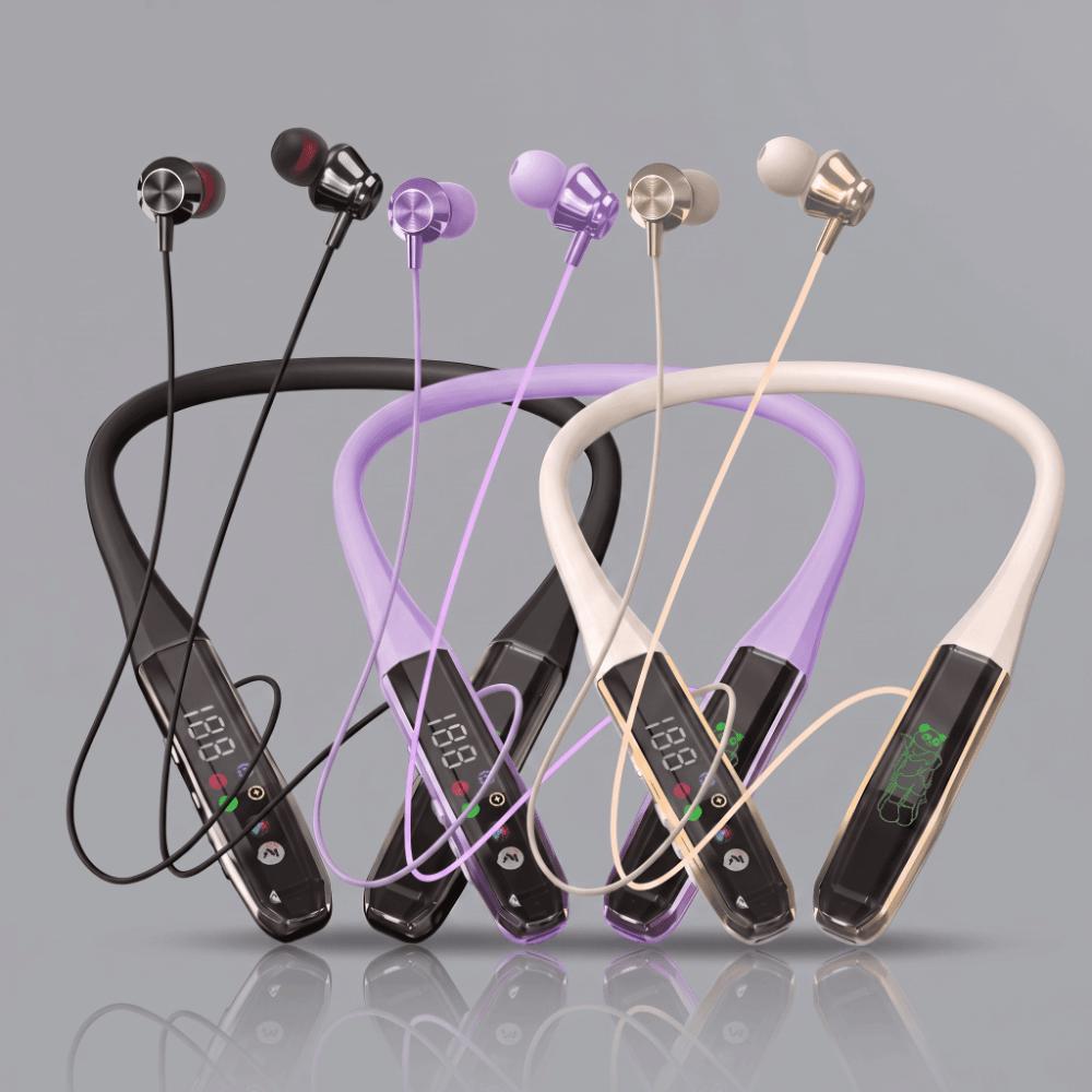 Digital Display Neckband Earphone Low Bass Sport Neckband Earphone  Live Broadcast