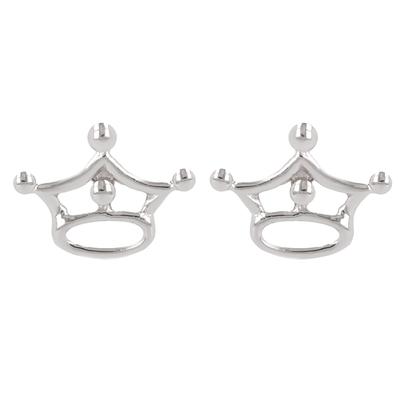 [Q2998] - Silberne 'Kronen' Ohrringe Silber (rhodiniert) - 9x7 mm