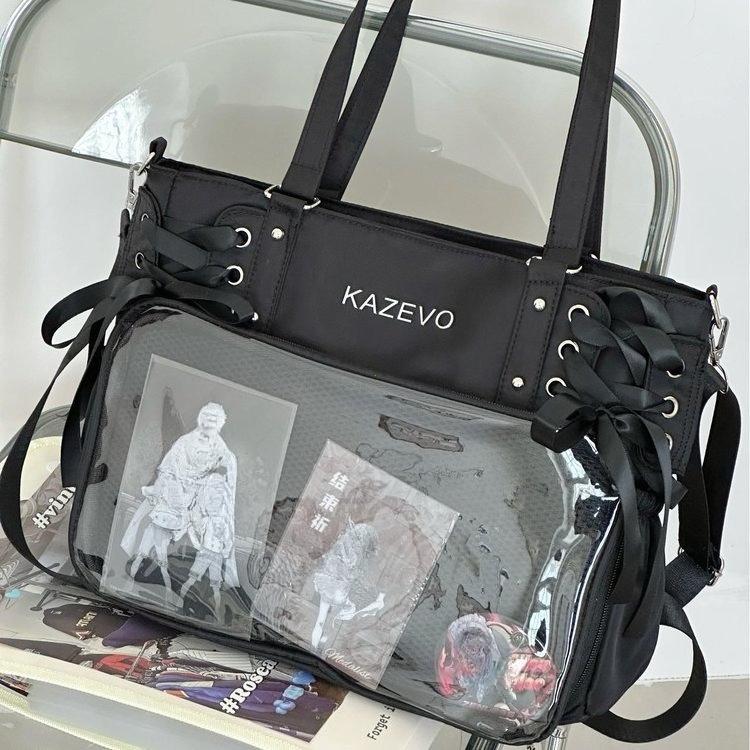 Sac bandoulière style collège avec ruban Grande capacité pour livres de cours Sac de facteur Filles Nœud JK Sac à bandoulière Sac à main