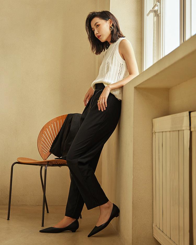 Leather French Niche High-end Pointed Head Shallow Mouth Single Shoes Women's 2025 Summer Versatile Low-heeled Tapered Heel Commuter Shoes