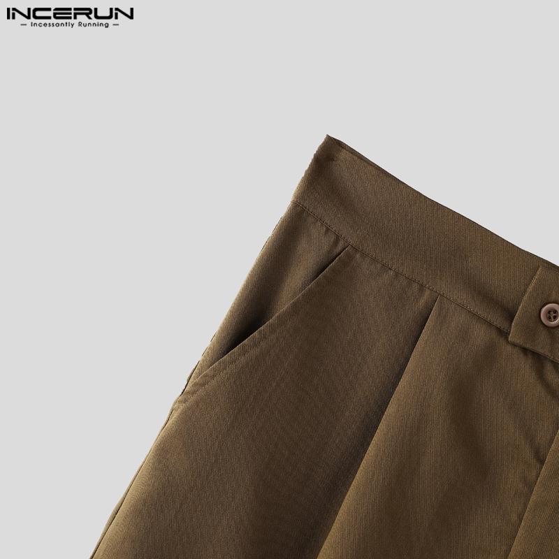 INCERUN Two Pieces Outfits Men Oversized Long Sleeve Blazer Capri Pants Sets Outfits