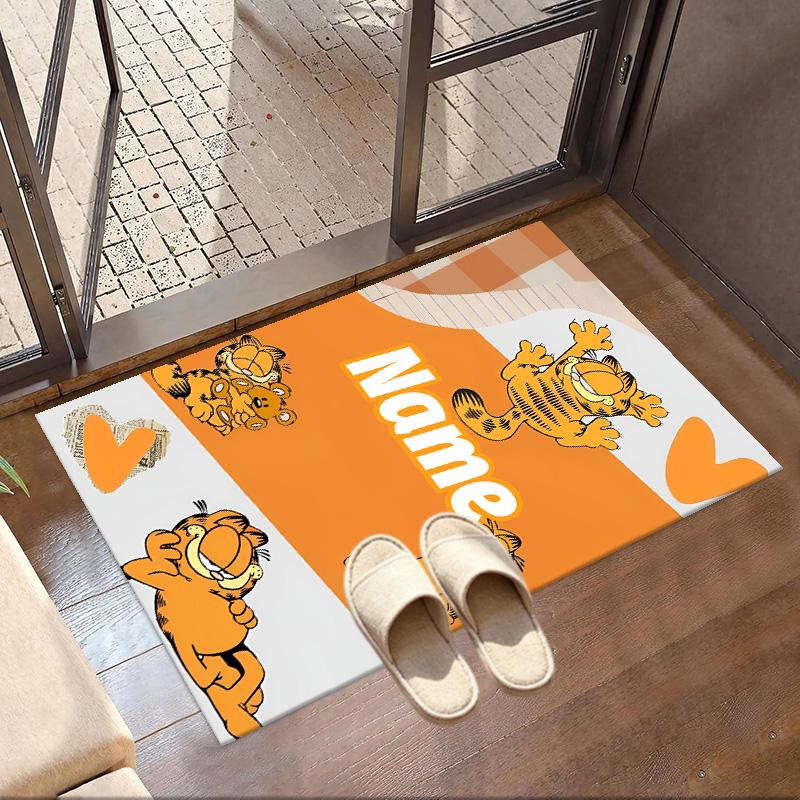 Custom Name Personalized Garfield Print Carpet, Versatile Home Decor Rug, for Playroom, Apartment, Balcony, Entryway, Hallway Gift