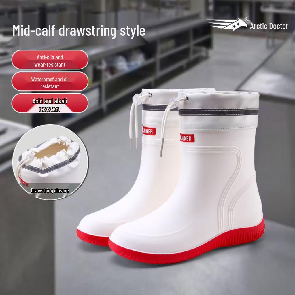DR.ARCTIC Men's Reflective Ankle Rain Boots - Stylish, Round Toe, Anti-Slip.