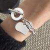 100% Solid 925 Sterling Silver Retro Bracelet for Women Men Vintage Handmade Wide Heavy Hollow Heart Bracelet Birthday Gift