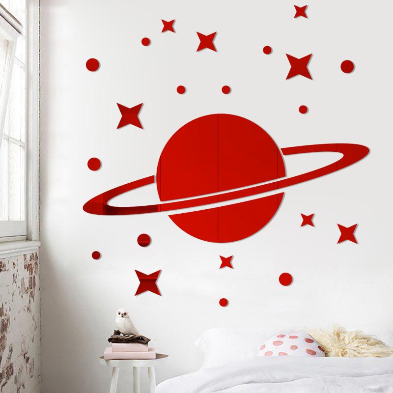 3D Mirror Wall Sticker Acrylic Star Moon Planet Mirror Mural Acrylic Decals Bathroom Mirror Wall Stickers For Kids Room Decor