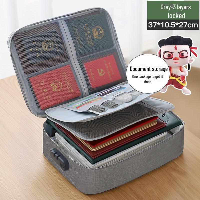 Household Multi-Layer Document Storage Box for Certificates, Passports, Cards. Multi-Function File Storage Bag for Family.