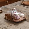 Wooden Cheese & Butter Box with Glass Cover - Snack Tray & Baking Tool