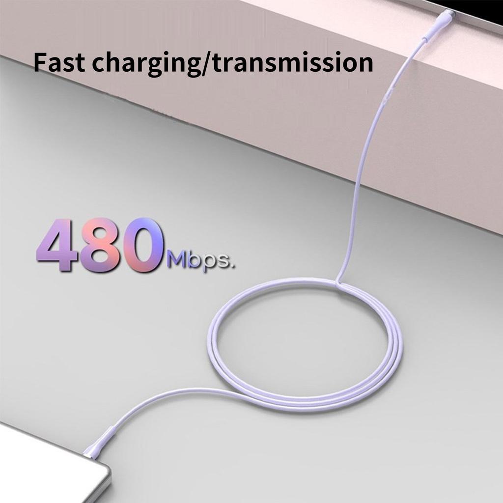 High Speed 60W USB Type C Fast Charging Data Cable Colorful For Home Office Travel USB C Charging Cord