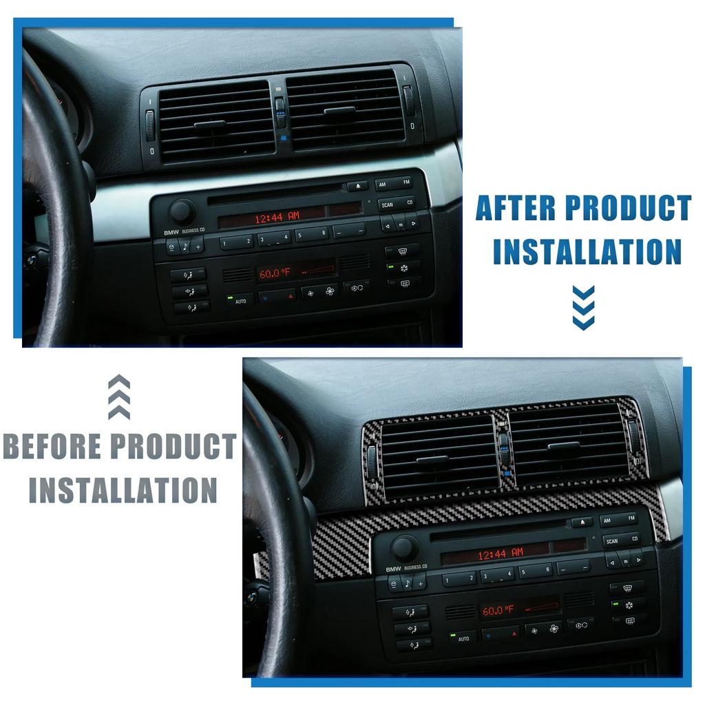 Carbon Fiber Trim for BMW E46 1998-2005, Glossy Air Vent Frame Cover Anti-Scratch Sporty Interior Upgrade