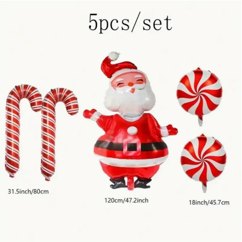 

A 5-piece set of squinting Santa Claus windmill walking stick balloons, suitable for Christmas party decoration and theme party decoration balloons