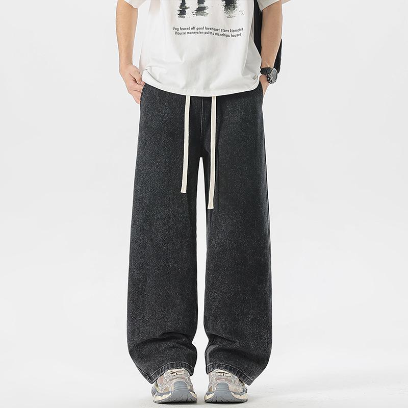 

Джинсы мужские LKTM в стиле хип-хоп с драпировкой – свободный крой, прямые штанины, мода на все случаи жизни, универсальные повседневные брюки с широкими штанинами 2XL (155-170 lbs)