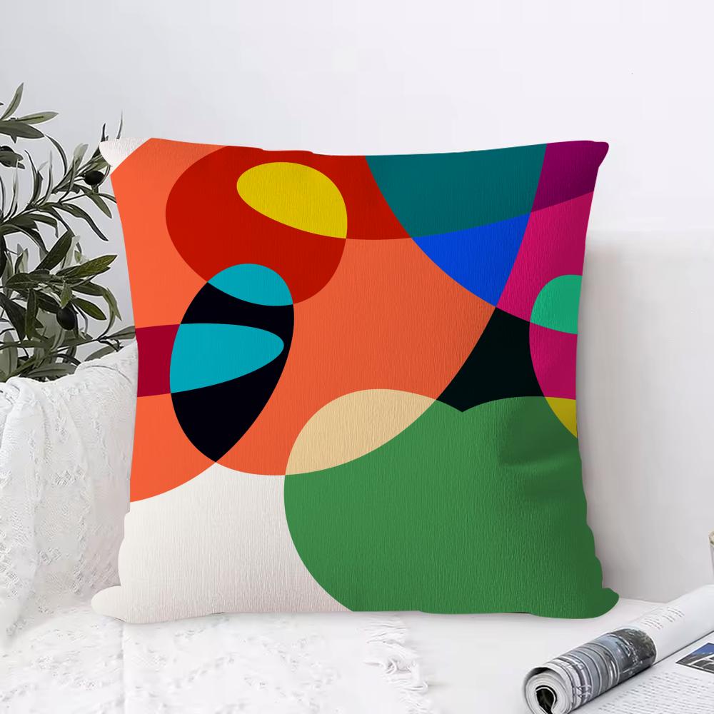 Abstract Curve Contrasting Colors Cushion Cover Anti-dustmite Pillowcase Invisible Zipper Silky Short Plush Sofa Cushion Cover