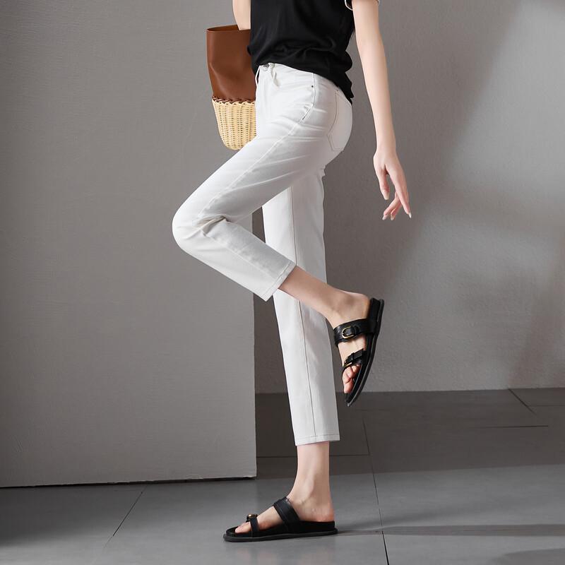 SOFSIL Women's 2026 Summer White High-Waist Cropped Skinny Jeans