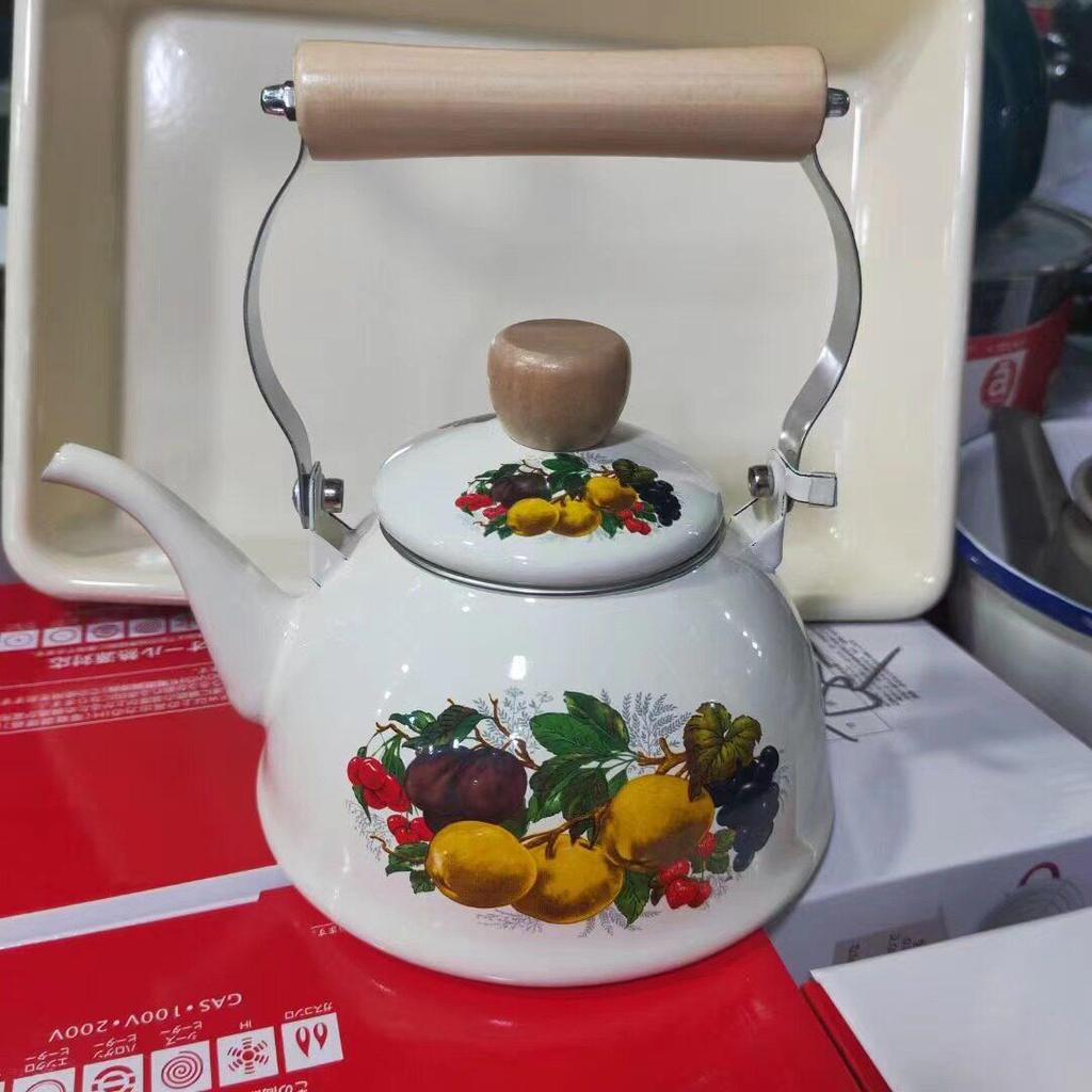 Ethnic Style Thickened Enamel Milk Tea Kettle for Induction Cooktops