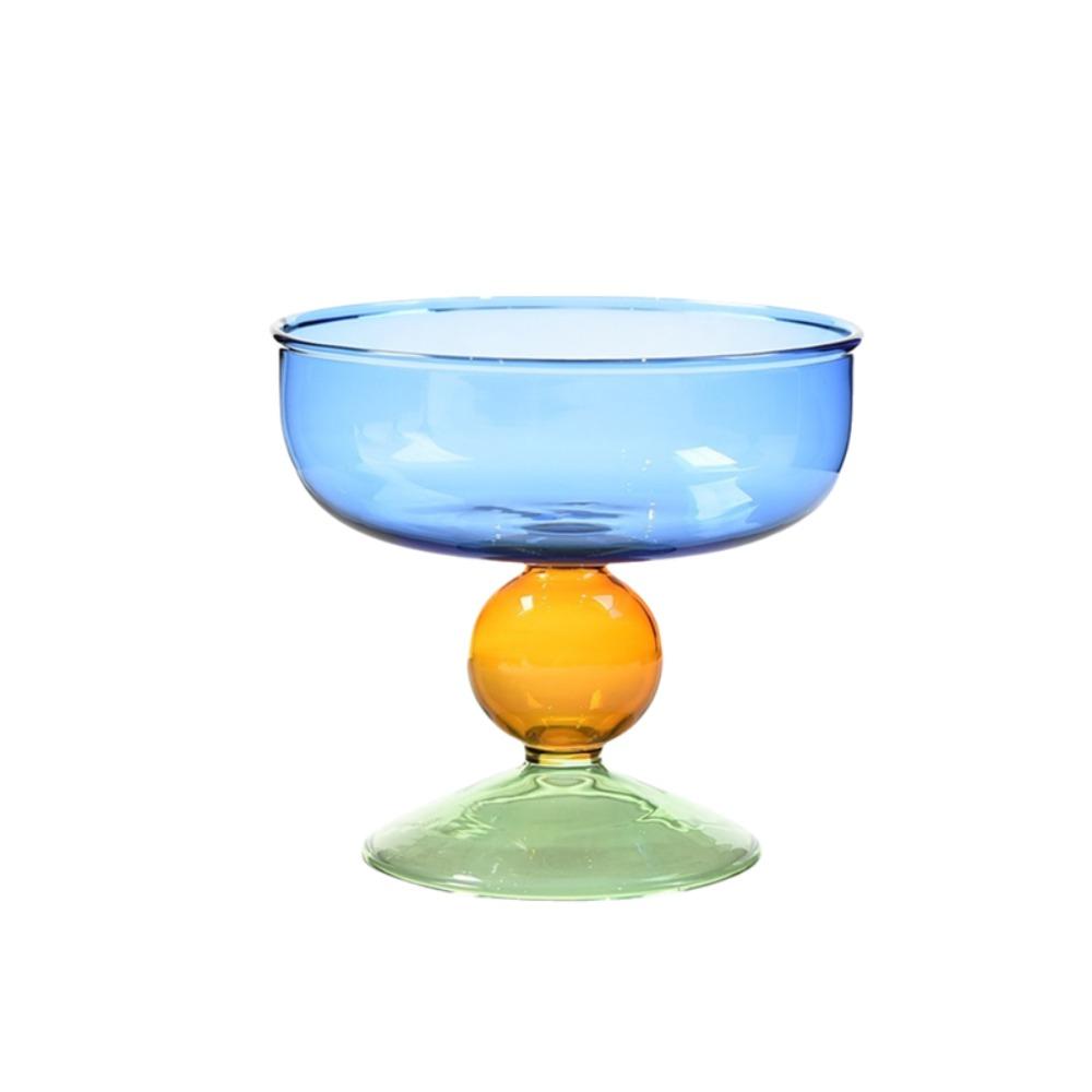 High Feet Glass Ice Cream Bowl Heat-resistant Dessert Cup Creative Cold Drink Cup Breakfast Style E