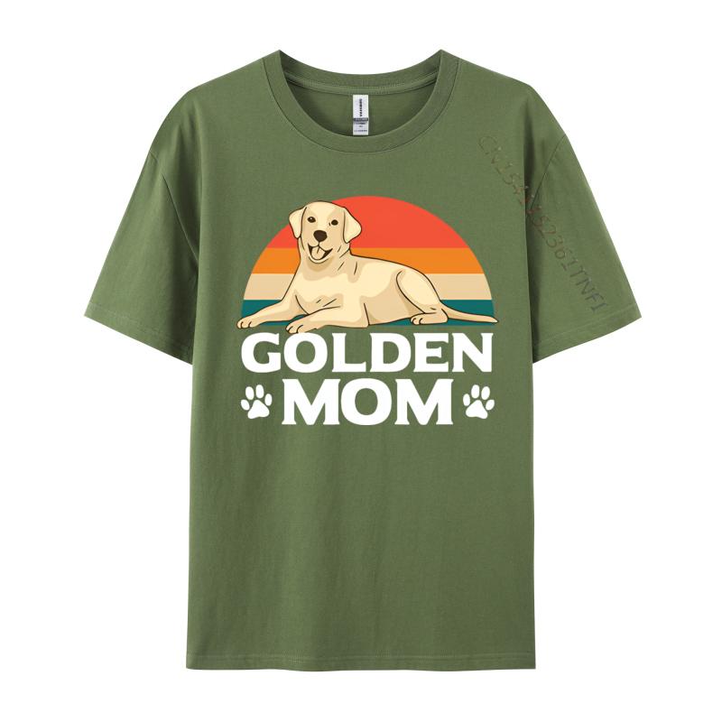 Golden Mom Labrador Retriever Vintage Tshirt Black Tops Shirts New Design Cool Cotton Male Top Tshirts Cosie