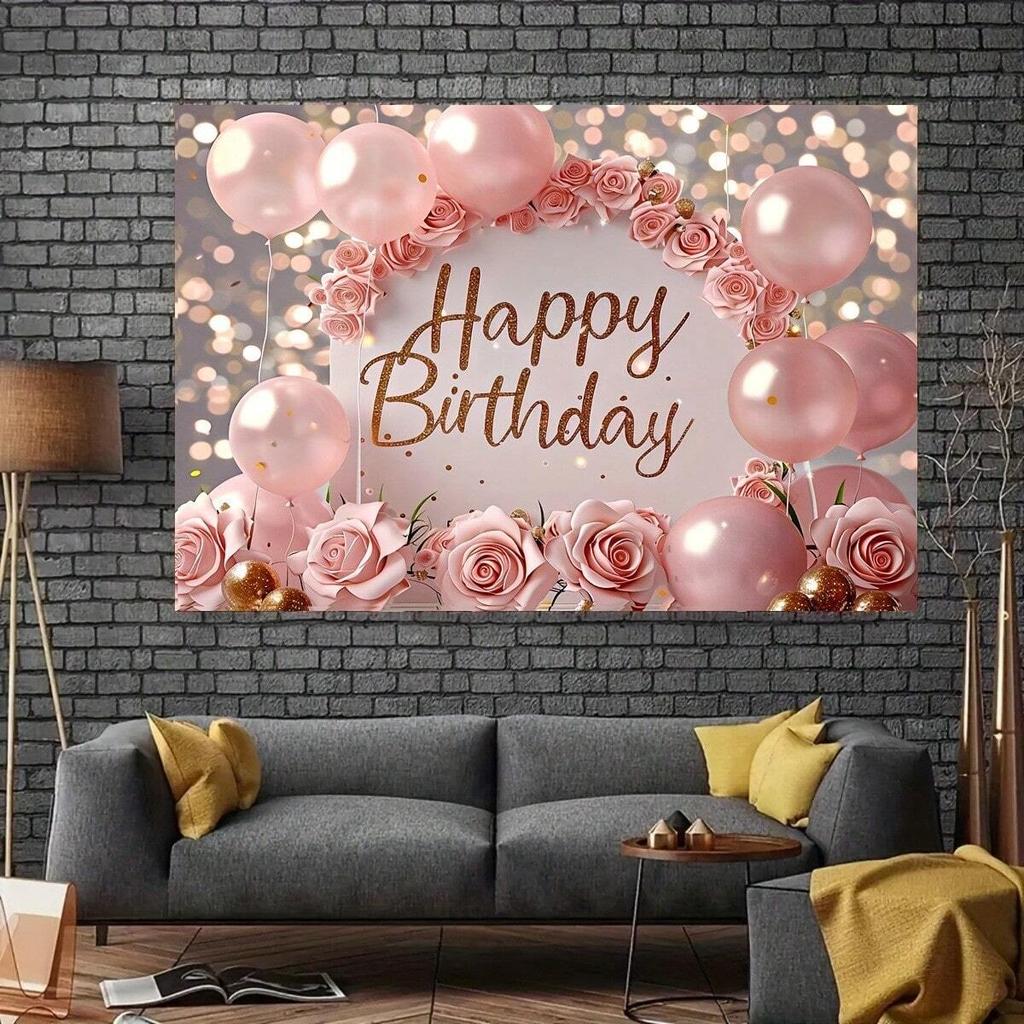 party background decoration pink fabric balloon Banner Flash photo multifunctional birthday party background